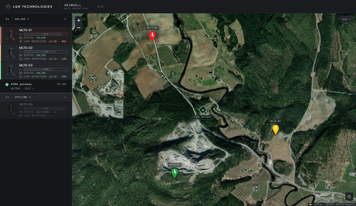 Heimdall live tactical map of sensors and detections