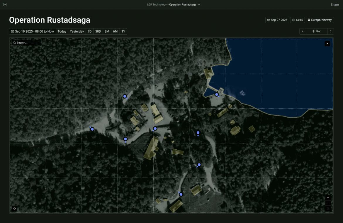 Operator map view during a field exercise
